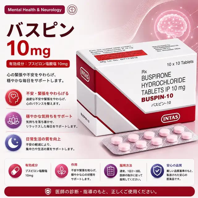 バスピン10mgのパッケージ画像