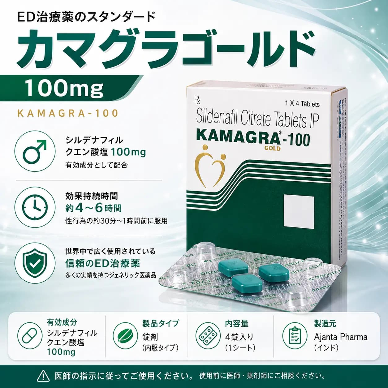 カマグラゴールド100mgのパッケージ画像