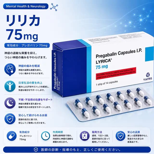 リリカ75mgのパッケージ画像
