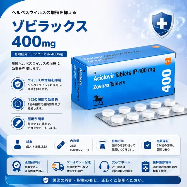 ゾビラックス400mgのパッケージ画像